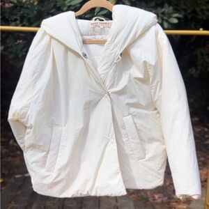 Free People Womens Winter Hooded Puffer Coat Cloud Dancer White Ivory Small